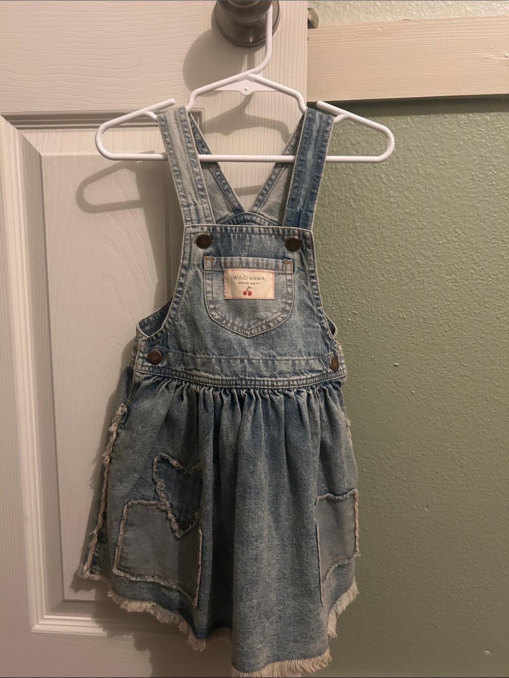 Wild Wawa Light Blue Denim Overall Dress for Kids